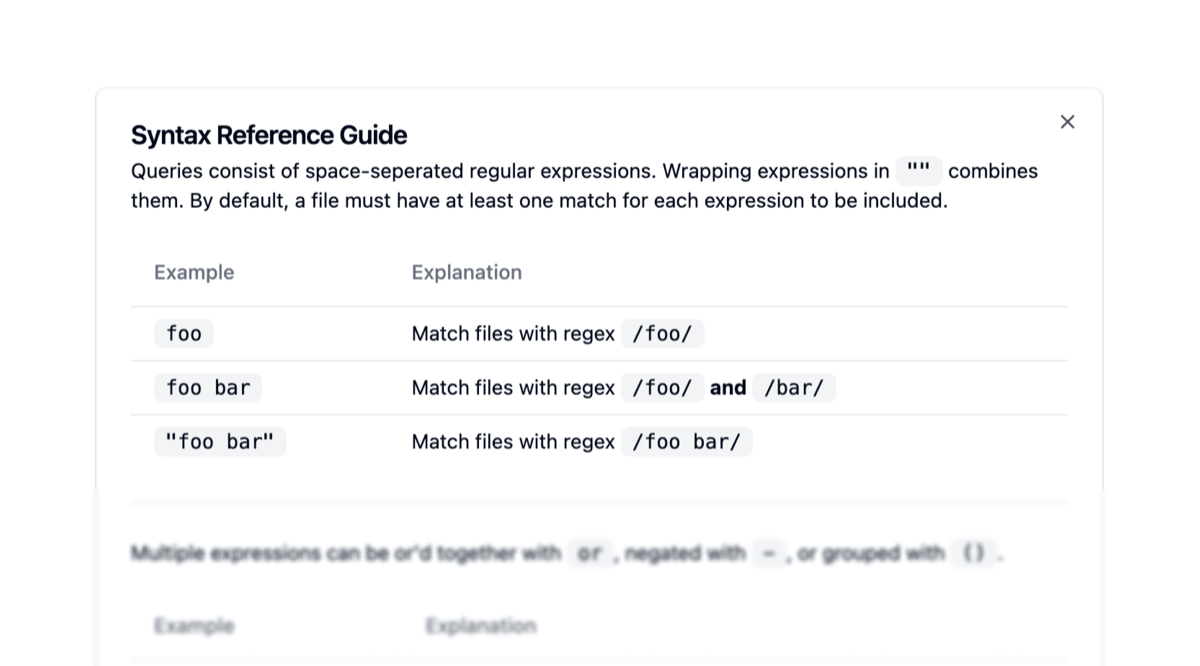 Syntax reference guide